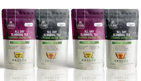 All Day Slimming Tea 6 month supply of Morning Energy and Evening Detox tea pouches